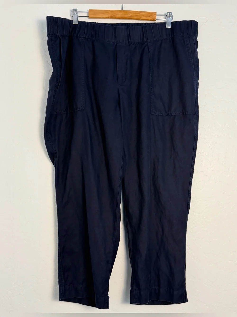 Banana Republic Women's XXL Navy Blue Tencel Linen Chino PullOn Minimalist Pants